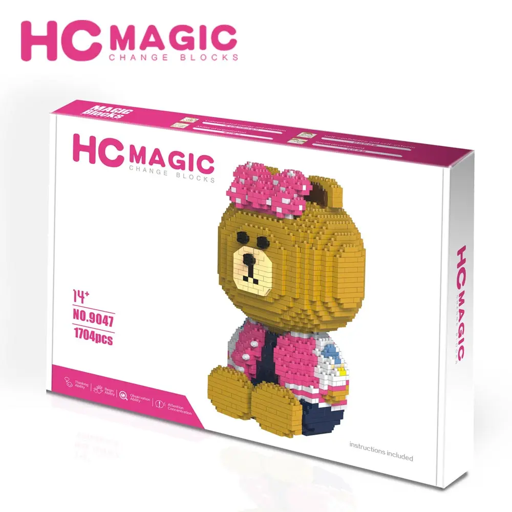 

HC MAGIC 9047 Diamond Building Blocks Bear Anime Figurines Toys Educational DIY Gifts Action Figure Plastic Assembly Model