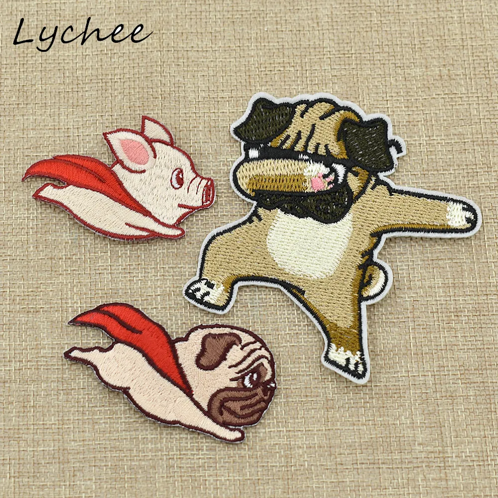 Милая мультяшная ткань Lychee с вышивкой в виде животных фоторемонт украшение