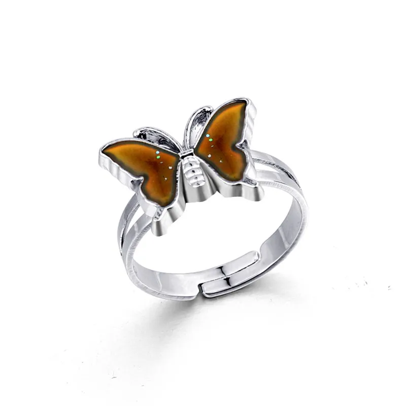 1 Pcs New Exquisite Color Change Mood Emotion Feeling Changeable Ring Butterfly Open Enamel Cute For Union Jewelry R86 | Украшения и