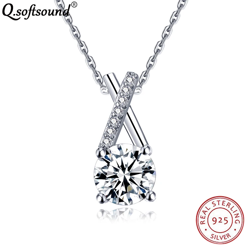 Ожерелье с подвеской в виде сердец и стрел 1Ct CZ камень женское модное серебро 925
