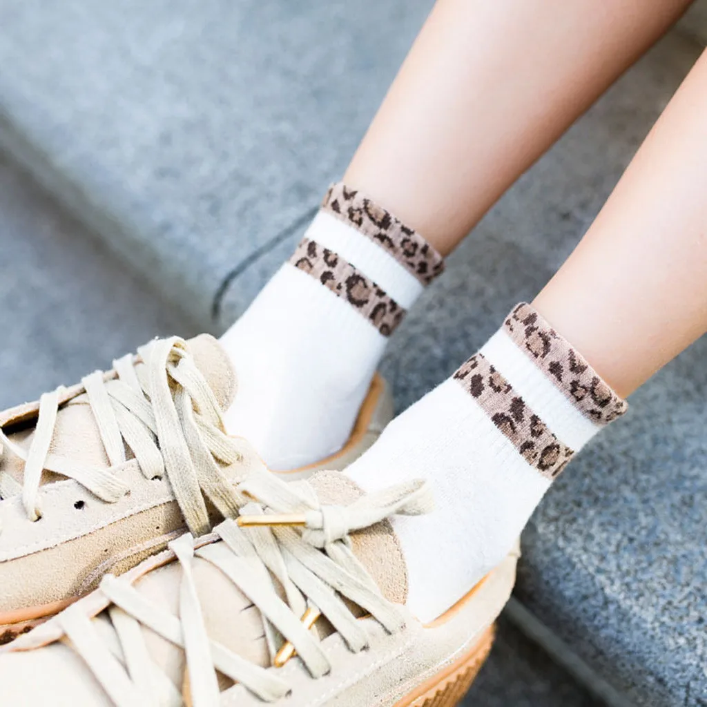 Женские носки с леопардовым принтом модные женские Молодежный стиль изящные