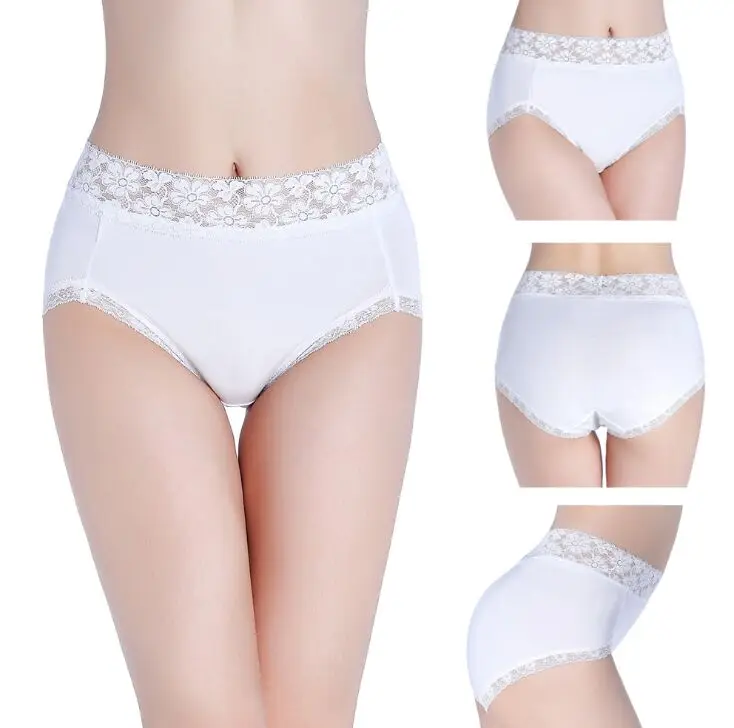 Женские хлопковые трусы с высокой талией мягкие кружевные большого размера