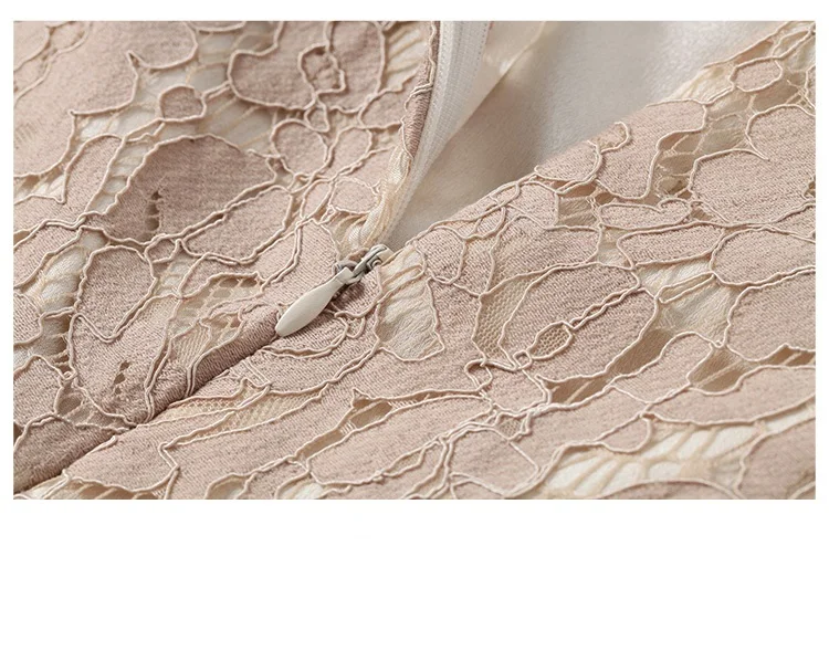 

2018 Spring Hollow Out Lace Women Dress Sexy O-Neck Half-Sleeve Long Evening Party Dresses Loose Vestidos Elegant Femme