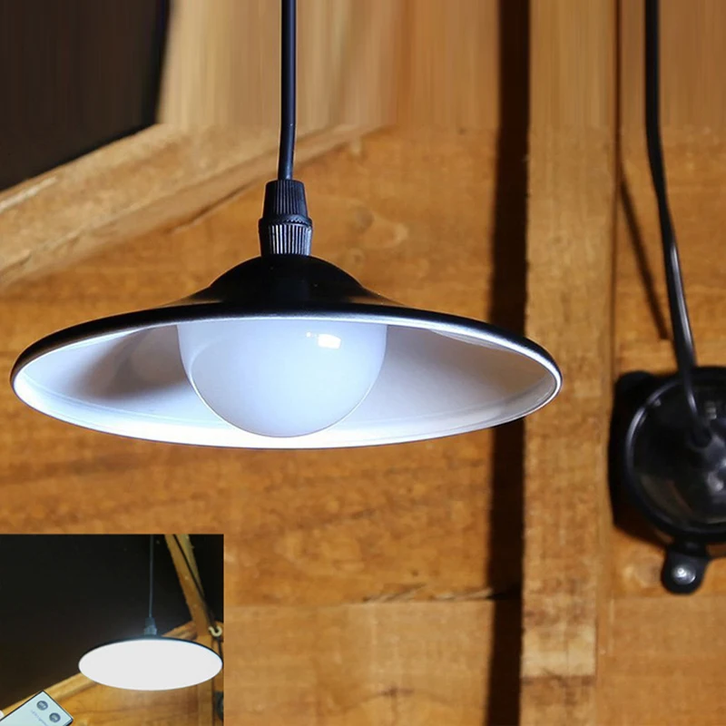 

BORUiT Retro Solar LED Lamp Pull Rope Switch Remote Control Pendant Light Indoor Outdoor Energy Saving