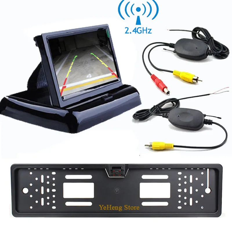 Складной TFT ЖК монитор YeHeng Store 4 3 дюйма 2 ГГц ИК подсветки|wireless car|frame cameralicense plate frame