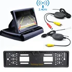Складной ЖК-монитор YeHeng Store, 4,3 дюйма, TFT, 2,4 ГГц, беспроводная автомобильная камера заднего хода, 4 ИК камеры ночного видения с рамкой для номерного знака