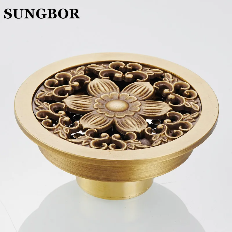 Бесплатная доставка Круглый 4 &quotантичный латунный трап для ванной комнаты 10*10 см