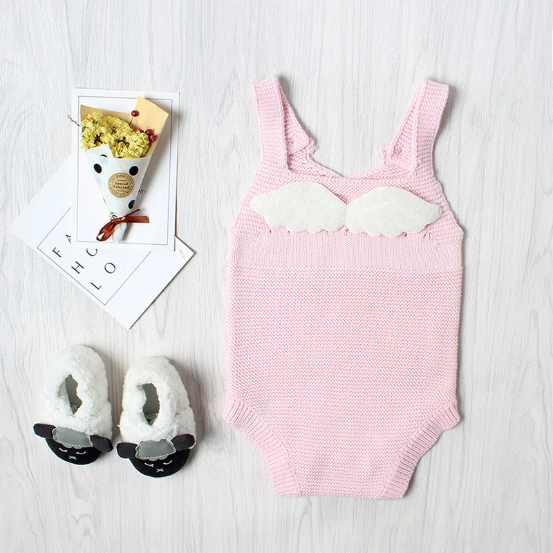 Комбинезон для маленьких девочек 2017 Хлопковый вязаный комбинезон мальчиков и