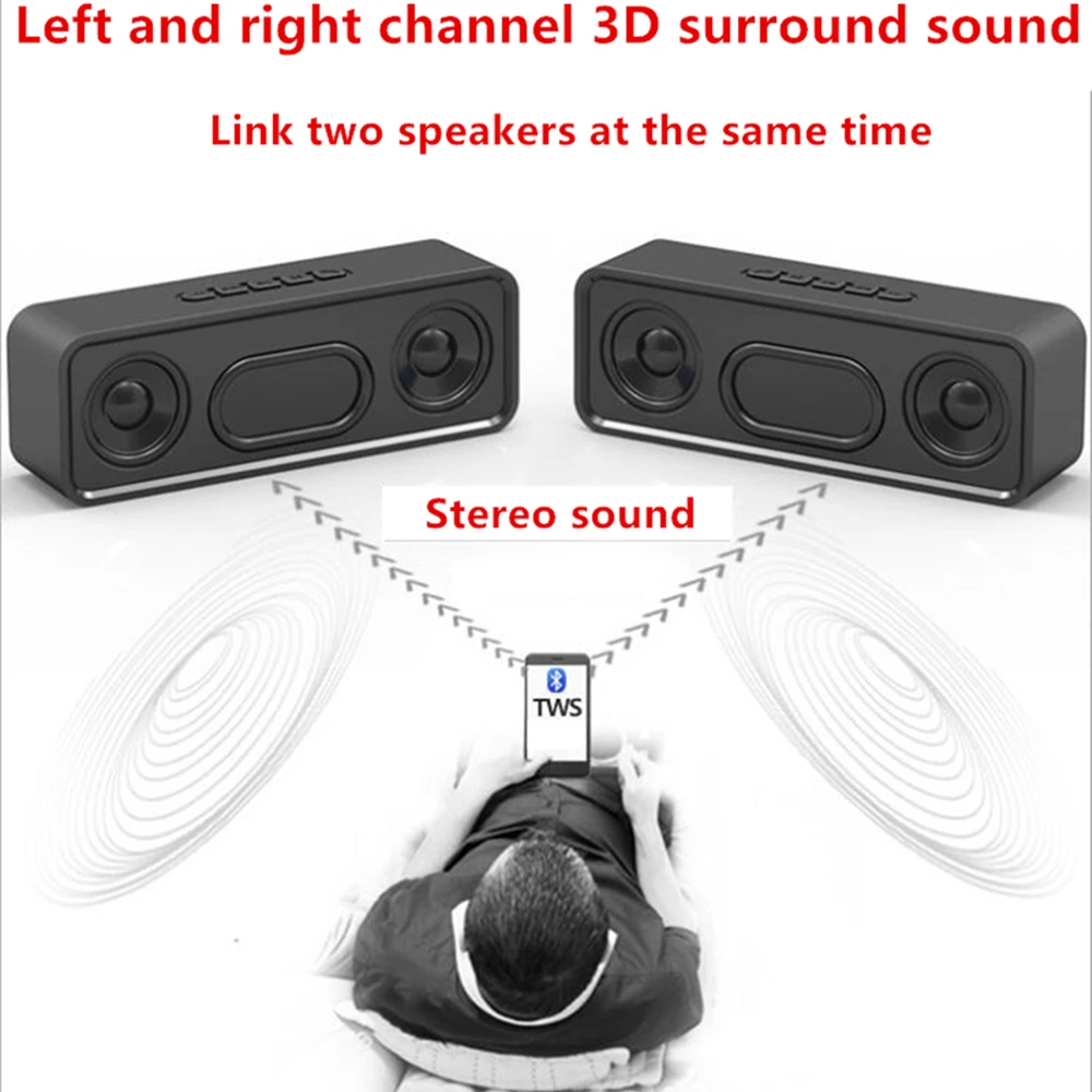 TWS bluetooth динамик Hi Fi портативный Mp3 музыкальный плеер приемник аудио fm радио с USB AUX