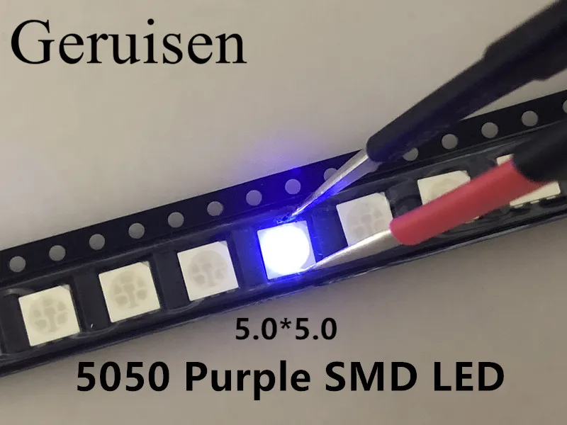 100 шт. 5050 светодиодный SMD Фиолетовый УФ-чип поверхностное крепление 20мА ультра яркий светильник светодиодный SMT шарик лампа светильник DIY практика