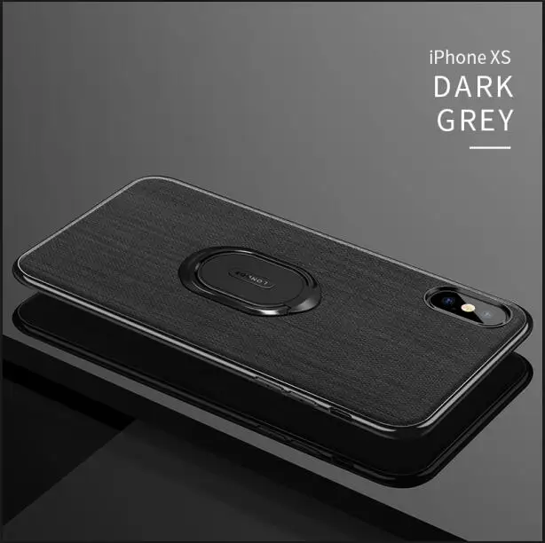 Для iphone Xs Max чехол люкс PU кожа Магнитная автомобиля кольцо держатель телефона Чехлы для iphone X XR 7 8 6 6s плюс Чехол - Цвет: Dark Gray