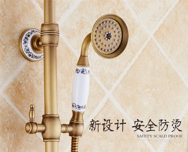 Высокое Качество Ванная Комната Античная Латунь Дождь Душ Душевая Кран