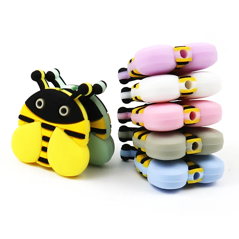 7 шт. силиконовые бусины Honeybee 3,1 см Perle Силиконовые Прорезыватели для зубов BPA пчела Mordedor Silicona Bebe Товары для малышей