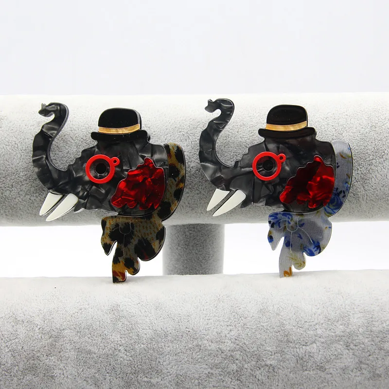 FishPeach Large Elephant Brooch Texture Acrylic Brooches For Women Children Scarf Bag Corsage Pins Animal Jewelry Accessories | Украшения и
