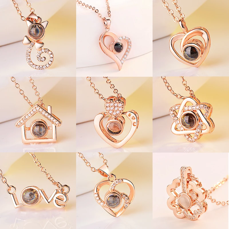 Heart Necklace Jewelry 100 Languages Lover Light Projection Pendant I Love You | Украшения и аксессуары