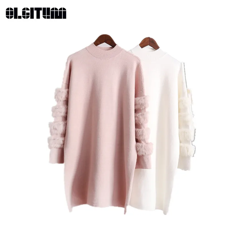 Модный женский свитер на осень/зиму простой Свободный вязаный пуловер из