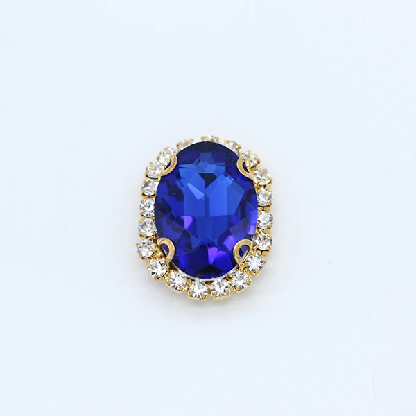 sapphire 9p 13x18 мм Овальный цвет стекло камень Пришить граненые хрустальные стразы Драгоценности отделка бусины аппликация Золотой Коготь Пряжка для DIY одежды - Цвет: sapphire