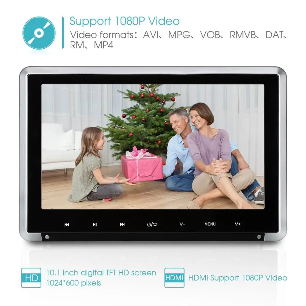 NAVISKAUTO 10 1 дюймов подголовник автомобиля dvd плеер HD 1080 P TFT ЖК экран монитор с HDMI