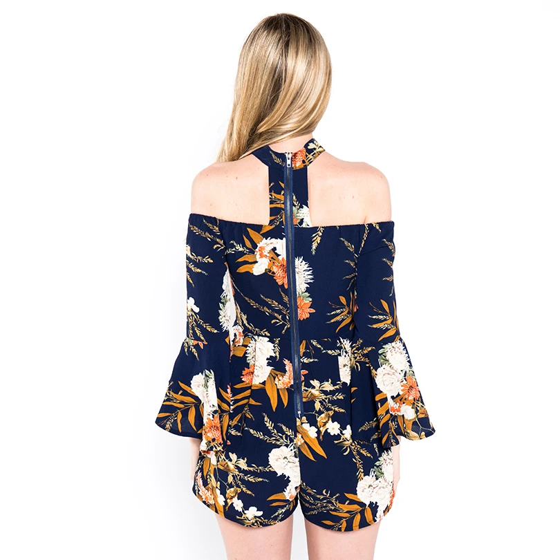 Женский комбинезон с открытыми плечами и цветочным принтом | Женская одежда