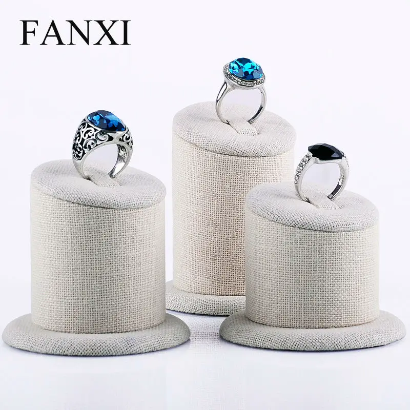 FANXI 3 шт./компл. цилиндр Дизайн свадебное кольцо держатель кремовый белый