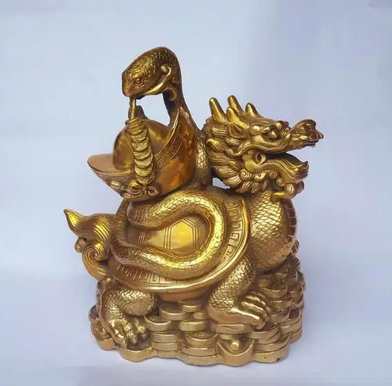 chinese China brass Feng shui xuan wu turtle snake Beast Ruishou lucky statue | Statues &amp Sculptures