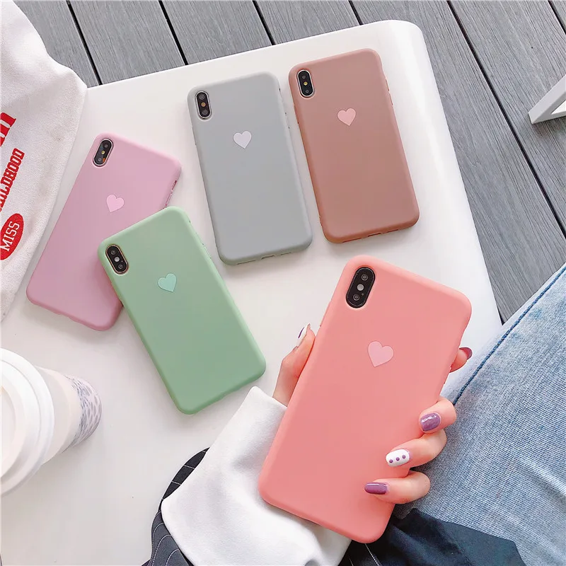 Силиконовые чехлы ярких цветов с сердечками для huawei P30 P20 P10 mate 10 20 Pro Nova 4 3 3i 2S