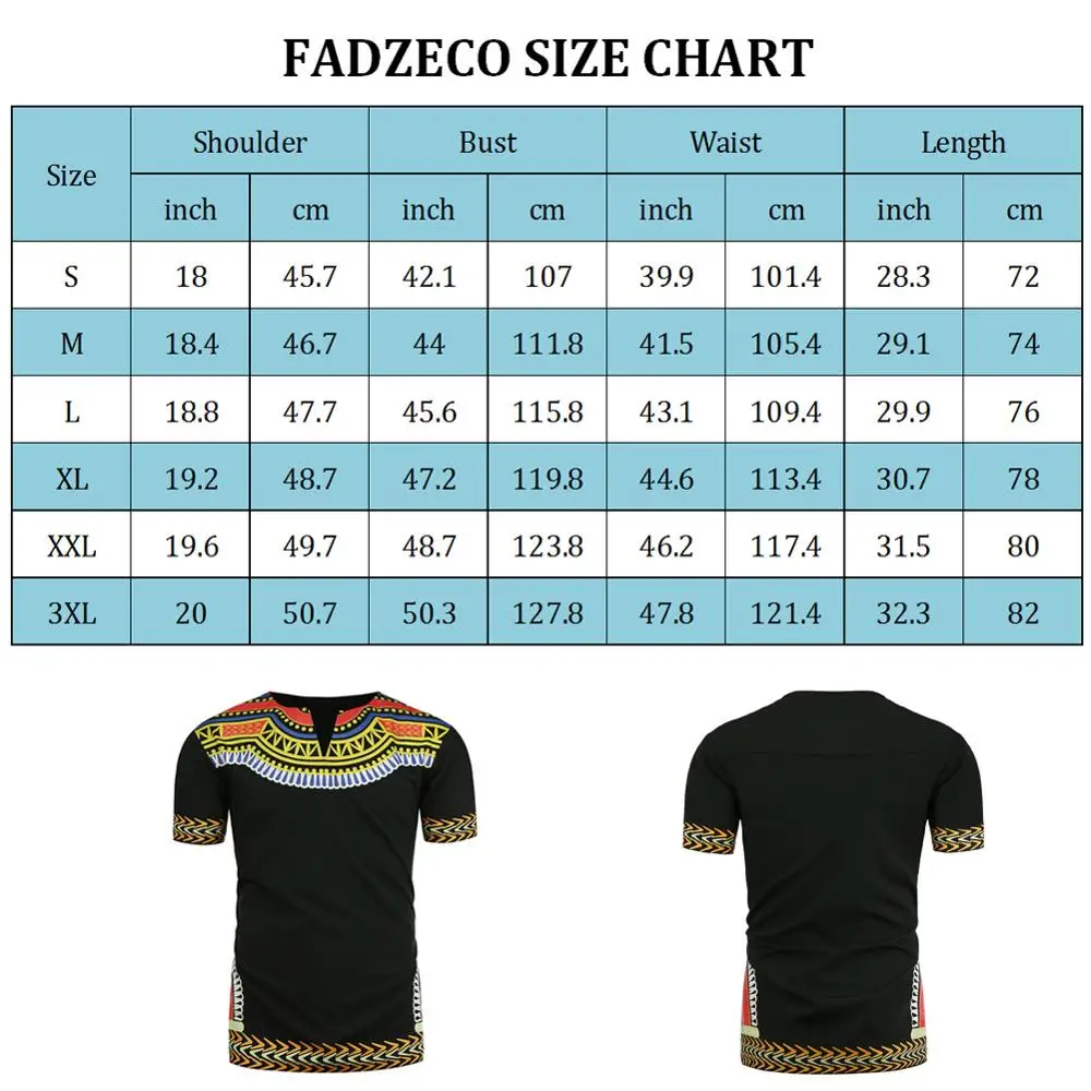 Fadzeco мужская летняя футболка Дашики с коротким рукавом круглым вырезом футболки