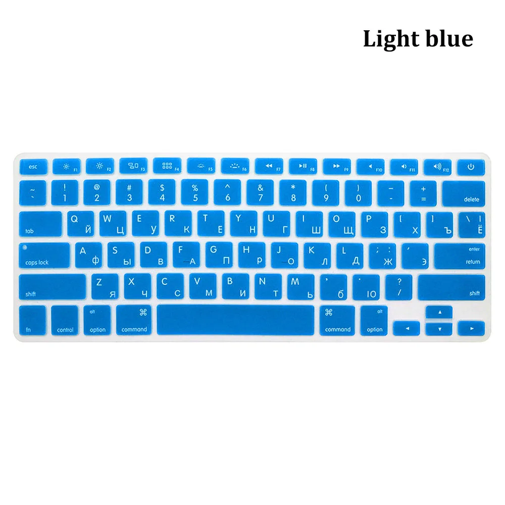 light blue Silicone Soft Keyboard Cover Protector Rainbow Colorful Skin Dustproof For Apple MacBook Air Pro Retina 13" 15" 17" - Цвет: light blue