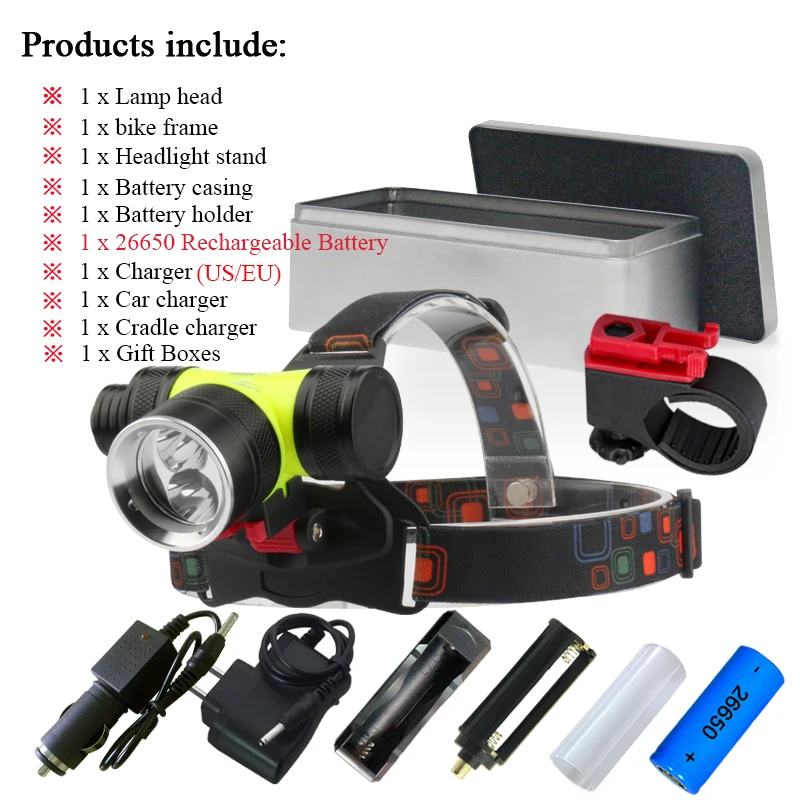Dive Headlamp E1-BOX Двойной фитиль Дайвинг фонарик xml t6 светодиодный налобный фонарь подводный светильник 18650 26650 батарея перезаряжаемый головной светильник УФ-лампы - Испускаемый цвет: Dive Headlamp E1-BOX