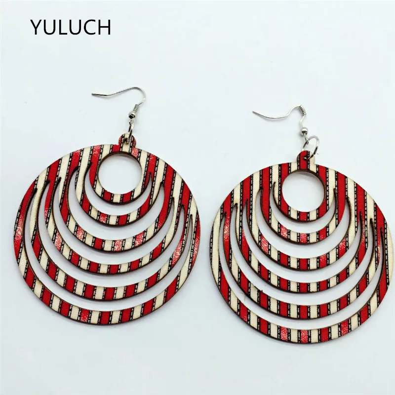 Новые дизайнерские уникальные круглые деревянные цветные серьги Throad хорошего