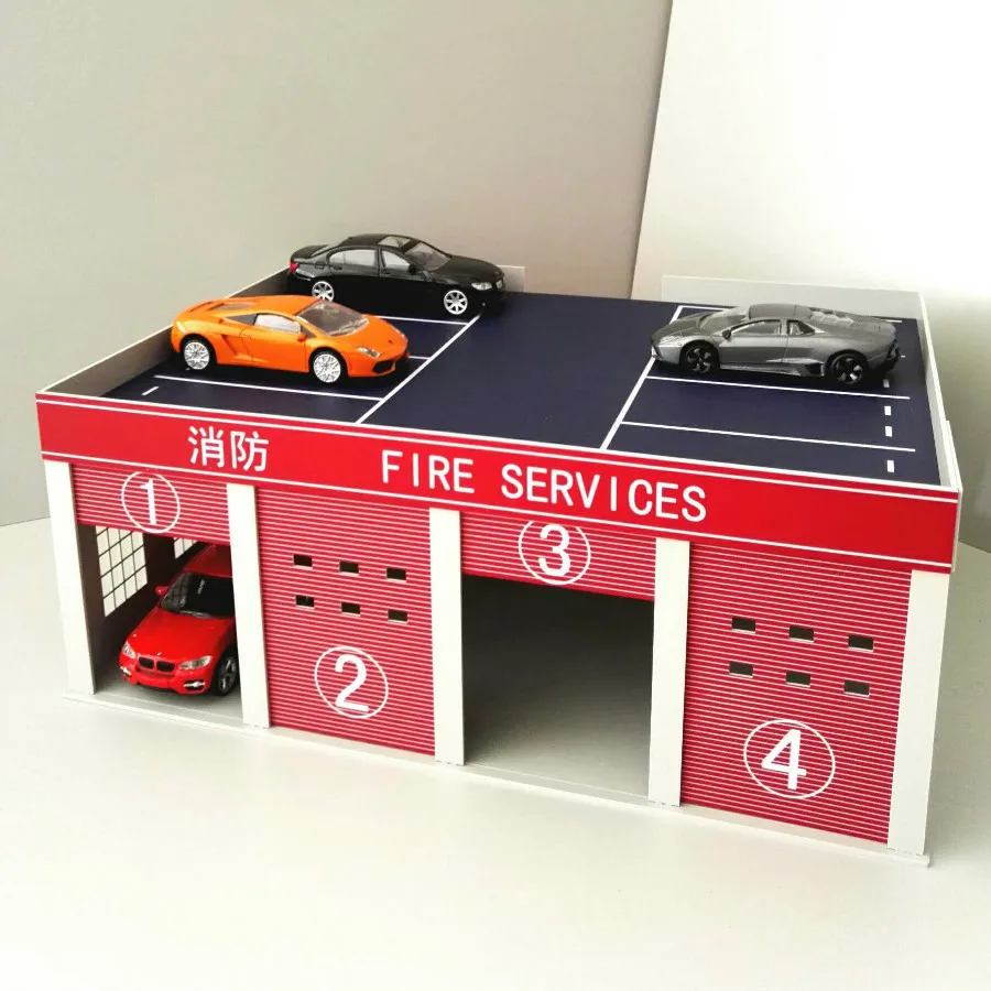 Camión de bomberos Universal, modelo de garaje, recuerdo de fuego, escena logística, mesa de arena para arquitectura, modelo y Kits de juguetes, 1/43, 1/50