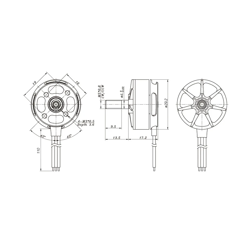 Бесщеточный мотор R2306 2300KV CW CCW 3 5S для гоночного дрона 210 QAV250 FPV мультироторный