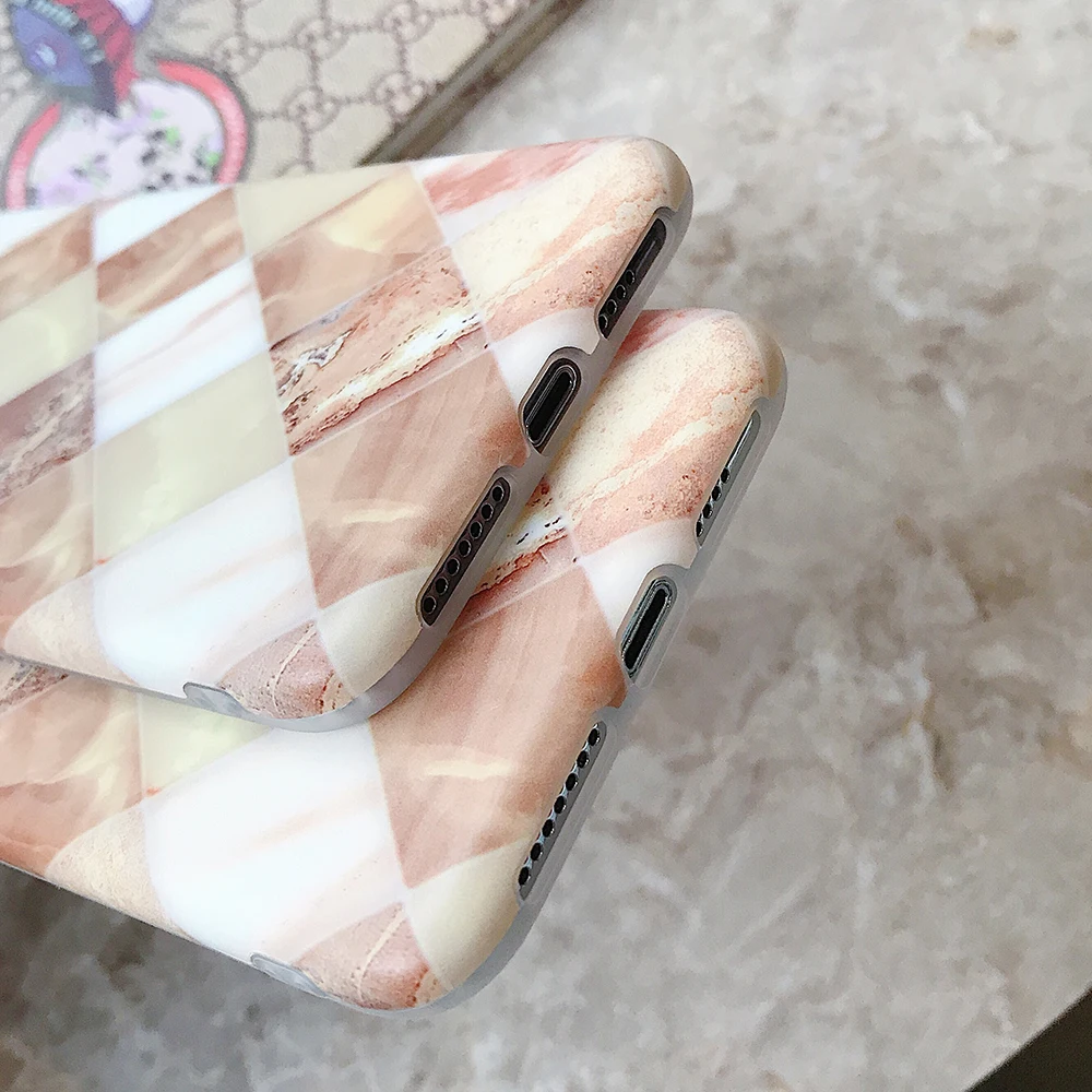 Geometrical Marble Design TPU Cover Case for iPhone 7 8 Plus X XR Xs Anti-Scratch Anti-Finger Mobile Phone Accessories |