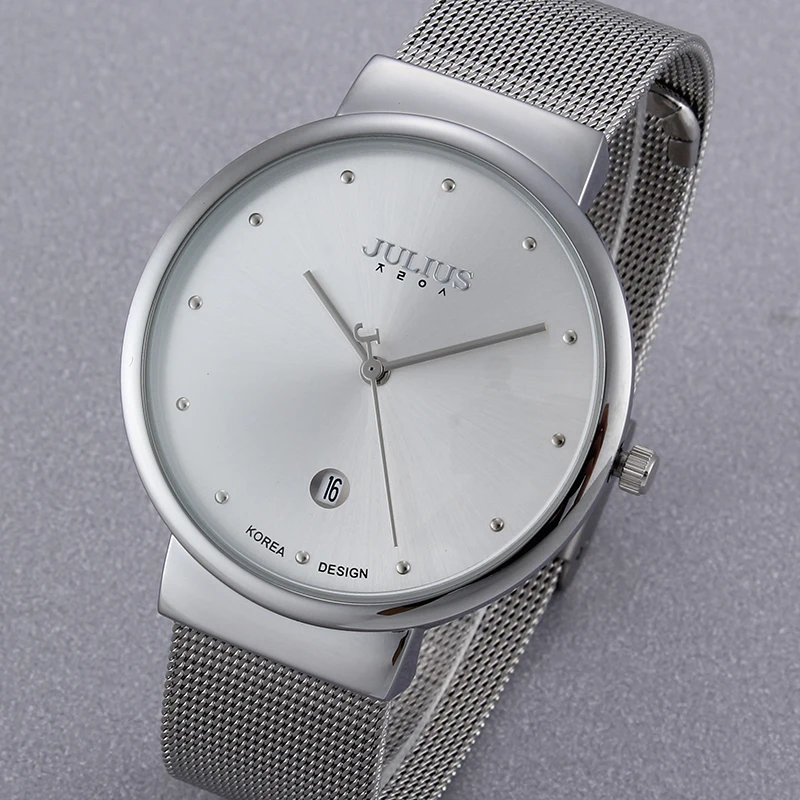 Мужские наручные часы Julius брендовые кварцевые из нержавеющей стали с аналоговым