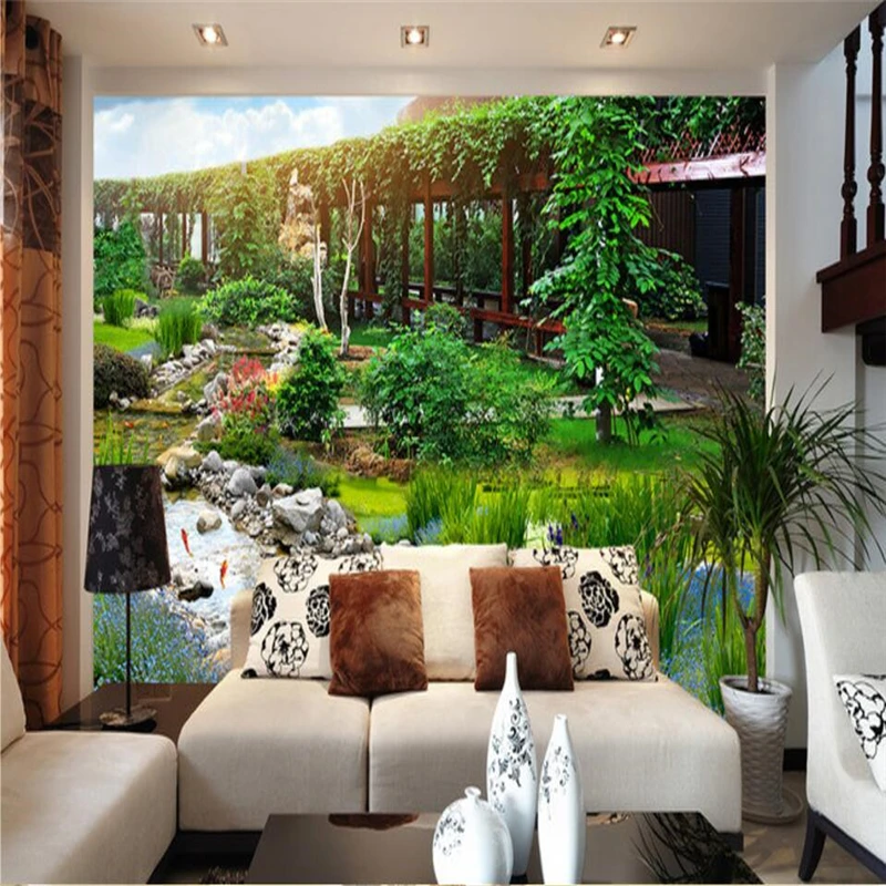 beibehang papel de parede Garden park 3D landscape background wall painting custom large fresco green wallpaper | Обустройство дома
