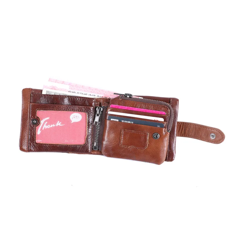 Мужской короткий кошелек SYNARA из натуральной кожи на молнии с отделением для карт