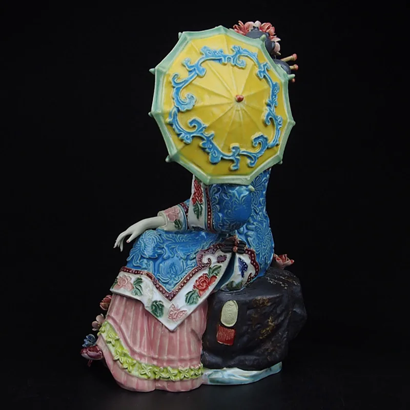 Цветная фаянсовая керамическая фарфоровая статуэтка орнамент украшение дома