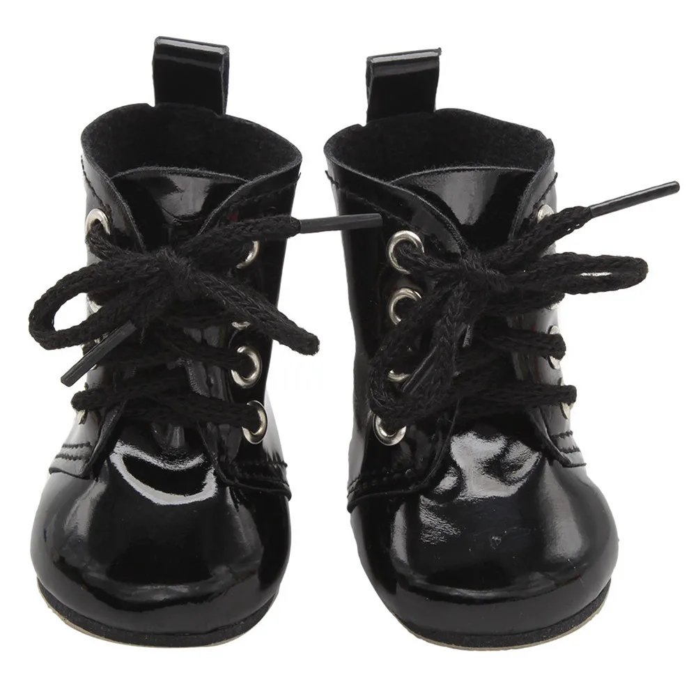 

1Pair Black Lace Up PU Martin Boots Shoes for 18 inch Dolls Christmas Girls Toys Accessories Popular Doll Shoes