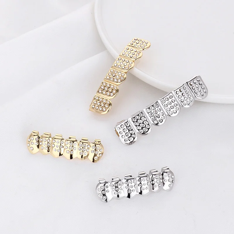 Хип хоп Bling многоцветные клыки зубы кубического циркония сплав TeethGrillz Топ и низ