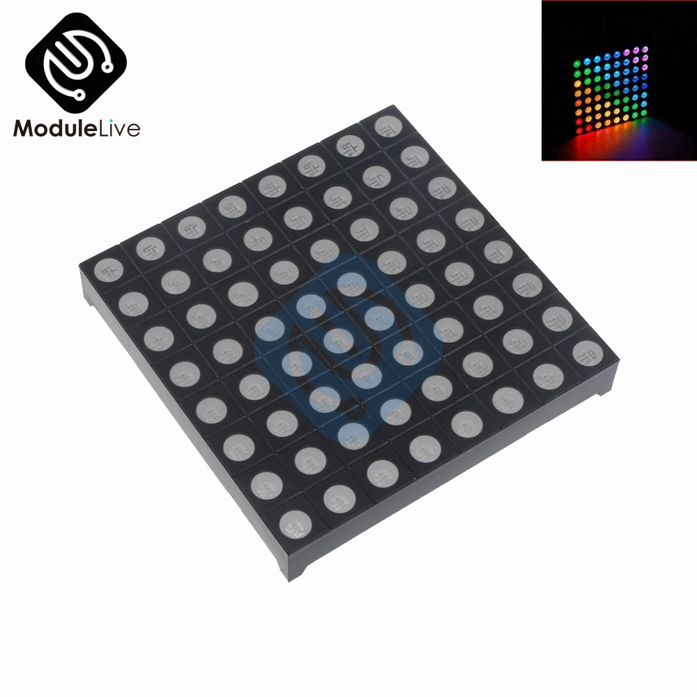 

Full Color 8x8 8*8 Mini Dot Matrix LED Display Red Green Bule RGB Common Anode Digital Tube Screen For Diy 60mmx60mmx5mm