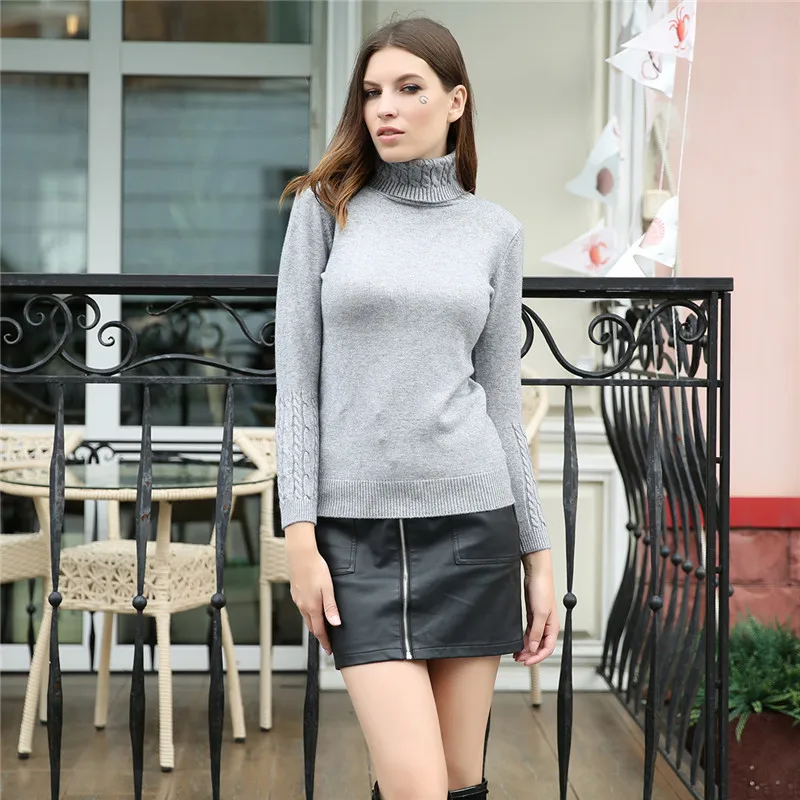 GCAROL Новое поступление женский свитер с высоким воротом твист стрейч вязаный пуловер осень зима толстые базовые вязаные топы с 6 цветов