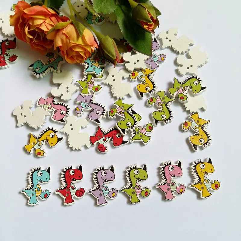 Деревянный Декоративный динозавр Мультяшные кнопки для рукоделия 50 шт. | Дом и