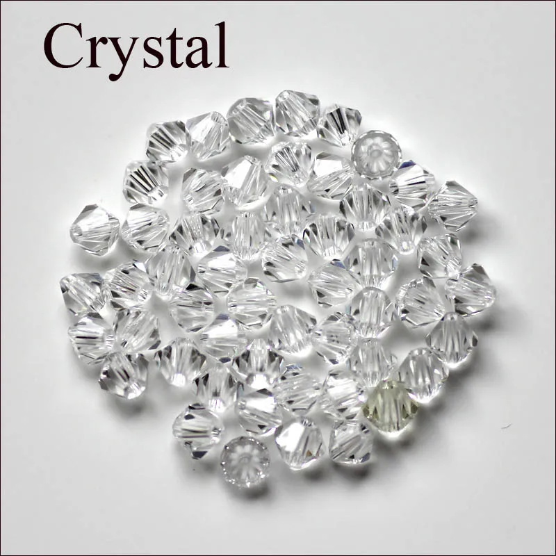 crystal Двухконусные бусины с кристаллами AB 200 шт./лот 4 мм чешские свободные хрустальные бусины/граненые стеклянные бусины для ювелирных изделий DIY серьги браслеты - Цвет: crystal