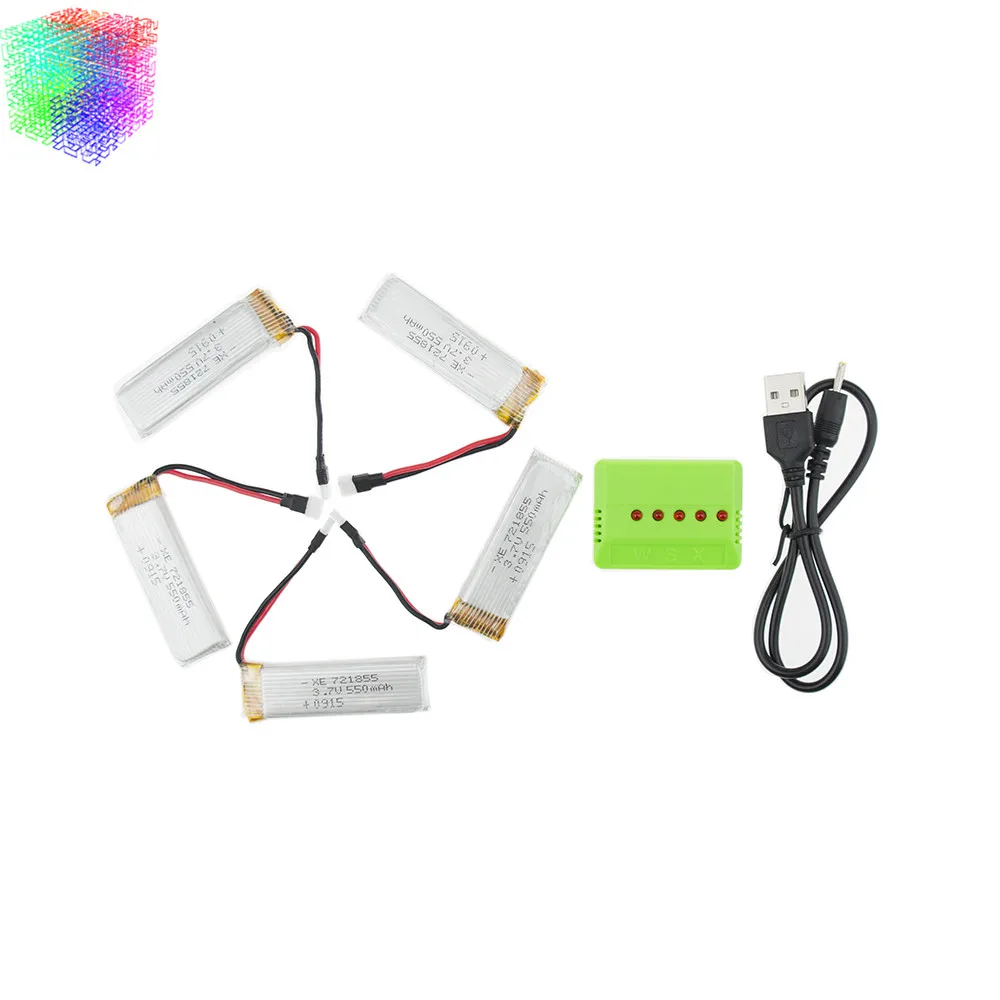 3 7 v 550mah Lipo 5 шт батареи и зеленое зарядное устройство для Wltoys V977 V930 Rc вертолет Дрон