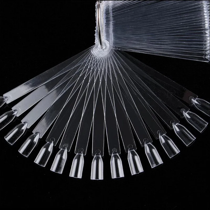 50p Clear Tips Nail 1 Набор накладных насадок для ногтей, натуральный прозрачный черный веер, на палец, полная карта, для дизайна ногтей, для практики, акриловый УФ-Гель-лак, инструмент для маникюра - Цвет: 50p Clear Tips Nail