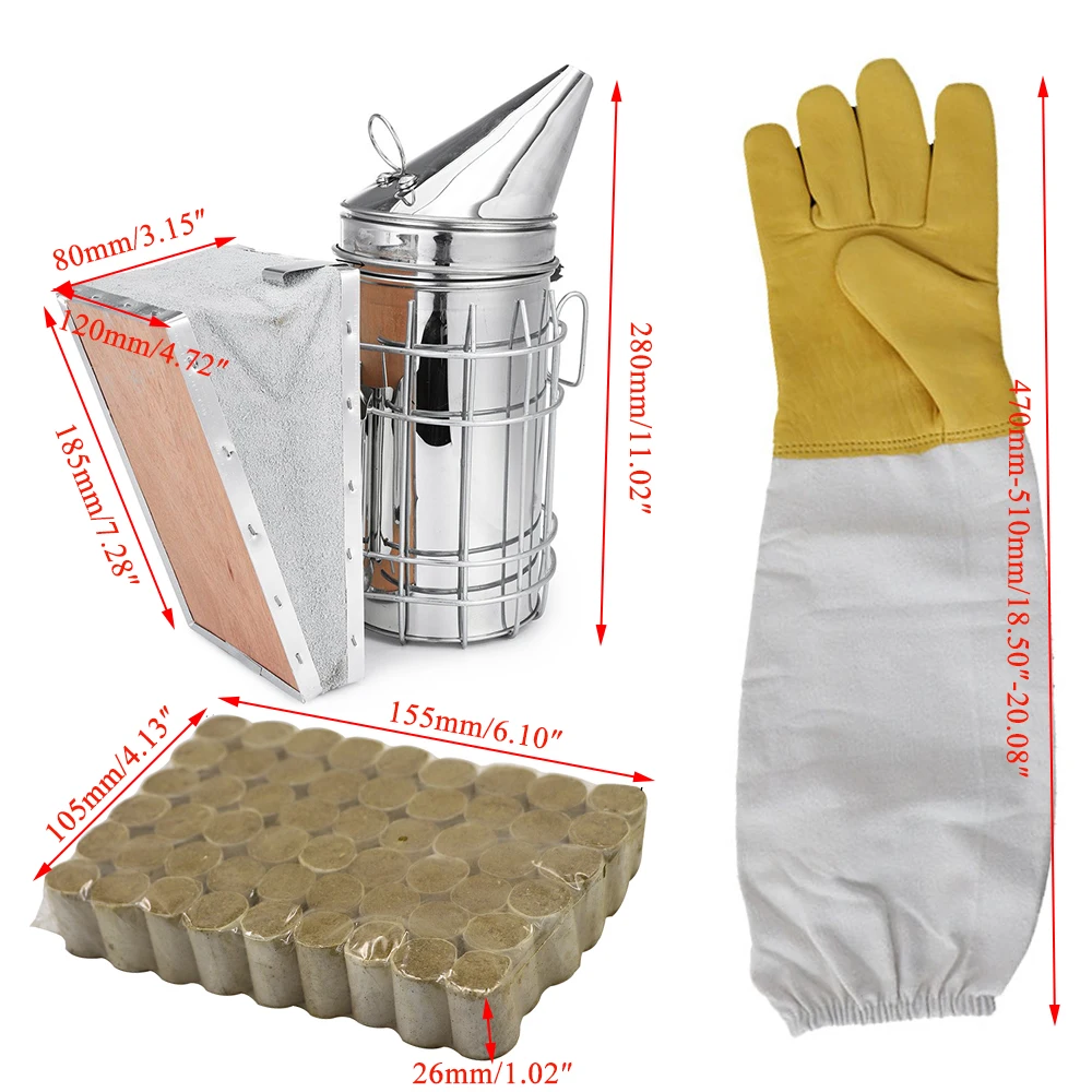 1 комплект apculture kit емкость для кормления пчел дымогенераторы пчеловодства защитные перчатки улей подъемная вилка для распечатывания медовых сот кисти инструменты