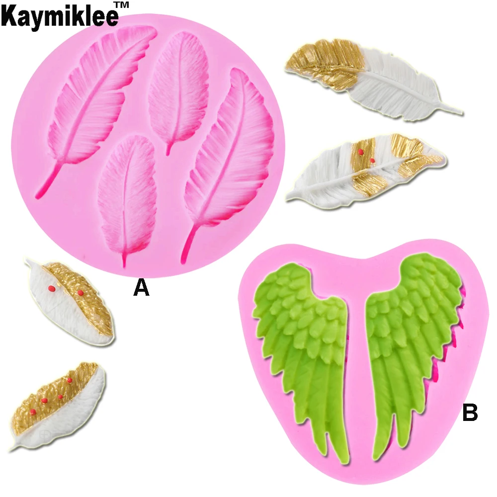 

C245 Feather Angel Wing Silicone Mold Cake Border Fondant Cake Decorating Tool Gumpaste Chocolate SugarCandy Clay Molds