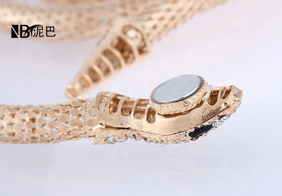 Женское Ожерелье в виде змеи Золотистое Ожерелье-чокер с кристаллами стиле панк