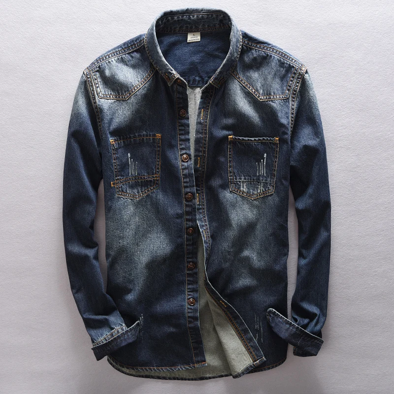 Мужская Повседневная джинсовая рубашка от итальянского бренда Suehaiwe тонкая