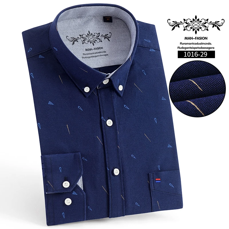 Shirt Men 29 Высококачественная оксфордская полосатая рубашка с длинным рукавом camisa Manga Larga Hombre серая винтажная Мужская рубашка Camisa Masculina SlimFit Overhemd - Цвет: Shirt Men 29